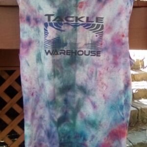 🎨Custom Tie Dye Fishing Tank Top, L😎